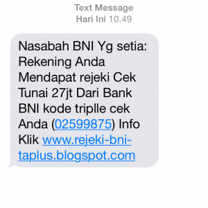 Sms Penipuan bank