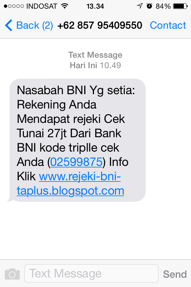Sms Penipuan bank