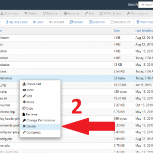 cara menghilangkan file maintenance di cpanel